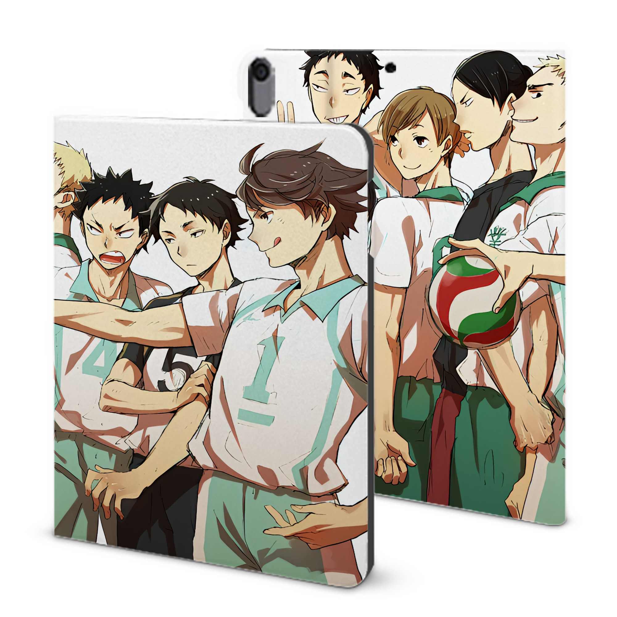 （画像用） ハイキュー!! Haikyu!! IPad ケース ブック型 PUレザー TPU 耐衝撃 軽量 薄型 ペン収納なし 全面保護 IPad 各モデル対応